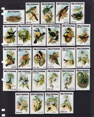 Guyana 1990 Complete Bird Set - Og Mnh - Sc 2305 - 2331 Cats $51.  80
