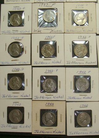 GROUP OF 43 Jefferson War Nickels 35 Silver - COINS 5