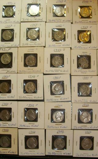 GROUP OF 43 Jefferson War Nickels 35 Silver - COINS 6
