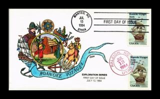 Dr Jim Stamps Us Collins Hand Colored Fdc Roanoke Voyages 1984 Scott 2093
