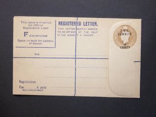 Postal Stationery Kgvi " B.  M.  A.  Somalia 40 Cents " Ovpt Registered Envelope Size F