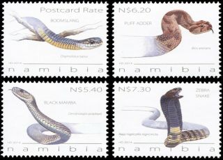 Namibia 2014.  Poisonous Snakes Of Namibia (mnh Og) Set Of 4 Stamps