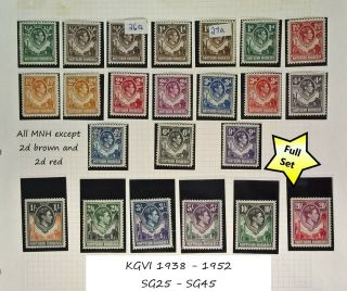 1938 To 1952 Kgvi Northern Rhodesia Sg25 - Sg45 Sc25 - Sc45 Mnh Set Cat £250