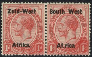 South West Africa 1923 Kgv 1d Error Af.  Rica For Africa Setting I Pair