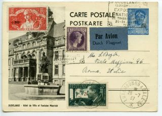 Luxembourg/ France 1937.  7.  26 Mixed Franking Airmail To Sam Bayer Rome Italy