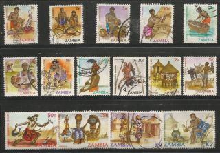 Zambia 1981 - 83 Definitive Sets Ethnic Cultures Sc 240 - 5 Complete Set 1820