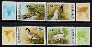 Burkina Faso 1087 - 90 Mnh Set - Birds And Habitat Areas