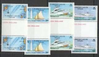 S136 1978 Turks & Caicos Islands Transport Ships & Boats 381 - 84 Gutter 2set Mnh