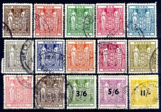 Zealand 1940 - 58 Arms Postal Fiscals Selection,  15 Stamps