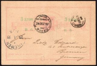 China Macau 1898’ Don Luis Card Surcharges Via Hong Kong To Germany