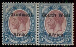 South West Africa 38 5sh Blue & Claret,  Pair,  Og,  Nh,  Vf,  Scott $130.  00