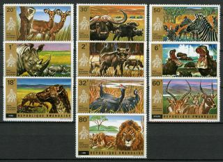 Rwanda,  Sc 444 - 453,  1972 National Park Wildlife Issue.  Full Set.  Mnh.  Cv $12.  05