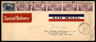 1936 Washington Dc August 2 1936 Special Delivery Air Mail Etiquette To Saranac
