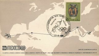 1968 Olympic Games Mexico City,  Olympic Torch Route Cover.