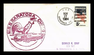 Dr Jim Stamps Us Naval Cover Uss Saratoga 1964 Rooster Cachet