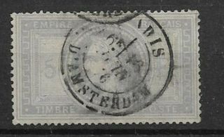 France 1863 Sc 37 5 Fr.  Grey With Centered And Clear Cancel 1000.  -, ,