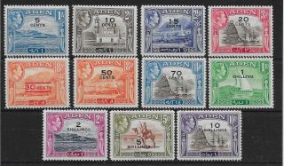 Aden Sg36/46 1951 Currency Definitive Set Mnh