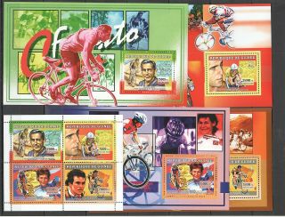 N1375 2006 Guinea Sport Cycling Famous People Cycles 4bl,  Kb Mnh Stamps