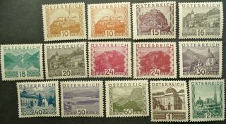 Austria 1929 Landscapes Pictorial Stamp Set Upto 2 Schillings - Mostly Mnh