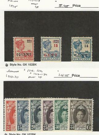 Suriname,  Postage Stamp,  117 - 119,  124 - 126,  129 - 131 Lh,  1925 - 30,  Jfz