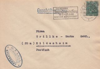 P 2212 Business Cover From Stuttgart (us Zone) To Hildesheim (uk) August 1948