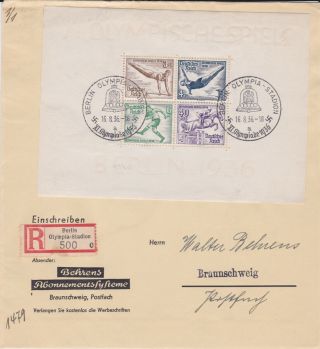 Stamps 1936 German Berlin Olympics Sheet 2 First Day Cover Postal History