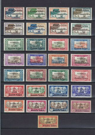 Wallis & Futuna 1941,  " France Libre ",  29 Stamps Incl.  10 Fr.  & 20 Fr.  Mlh