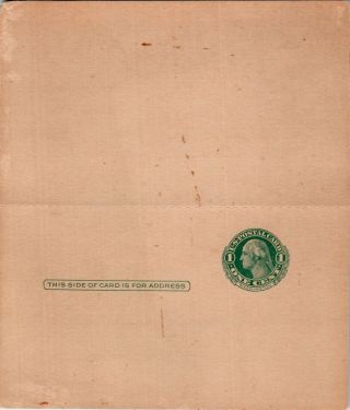 Css - 1925 1c Washingtons M/r Card,  Unfolded,  Blank Reply,  Uy7s - C21