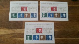 Germany Fr 1959 Block 2 Beethoven 3 Peces Mnh Cat E75