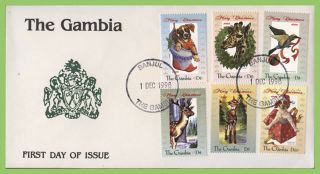 Gambia 1998 Christmas Set & Mini Sheet On First Day Cover