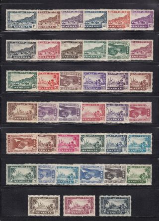 Senegal 1935 - 40 Complete Set Of 39.  Sg139 - 177 Mnh