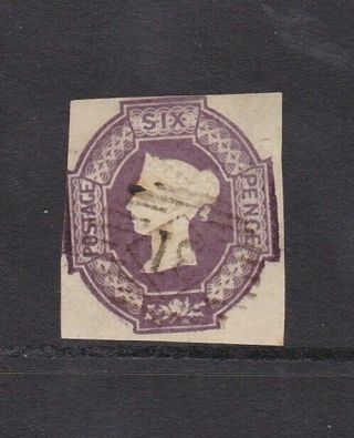 Queen Victoria Six Pence Embossed Stamp Cut Square 1847 - 1854