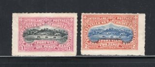Lot 2 Old 1890s French Herbrides Inter - Island 1p/2p Local Post Stamps