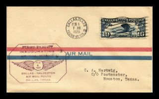 Us Cover Dallas Texas First Flight Air Mail 1928 Backstamp Houston Texas