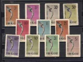 Uruguay.  Air Mail 11 Stamp Set.  1959.  (sg 1090 - 1100).  Um.
