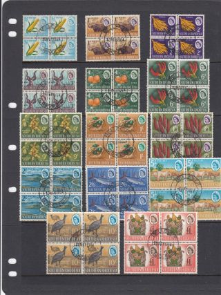 A120 - Southern Rhodesia - Sg92 - 105 1964 Definitives - Blocks Of 4