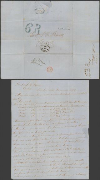 Portugal 1854 - Stampless Cover Lisbon To Cadiz Spain 32732/3