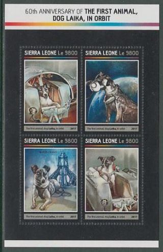 Laika Space Dog Sputnik Sierra Leone Mnh M/s Of 4 Stamps 2017