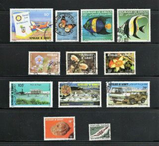 Djibouti - - 12 Diff Postally - - Cv $8.  35 - - Incl 1 Afars & Issas