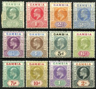 Gambia 1904 Issue Sg 57 - 68,  Hinged,  Cv £275