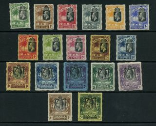 S457 Gambia 1922/7 George V Definitives,  Elephant Short - Set 18v.  Mlh/mh