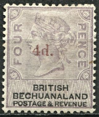 Bechuanaland 1888 Surcharge,  Sg 25,  4d On 4d Lilac & Black,  Hinged,  Cv £425