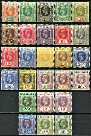 Seychelles 1921 Issue,  Sg 98 - 123 (inc,  $1,  Sg 119a),  Hinged,  Cv £220