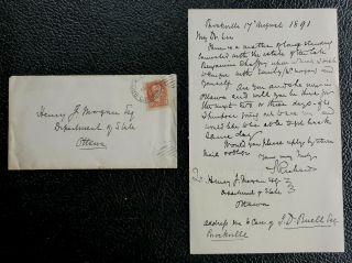 Henry Morgan 1891 Letter From A Friend From Brockville Ont.  Canada Ship $1.  99 Us
