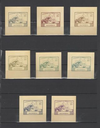 ,  1949 Mauritius Upu 35 Nominal In Different Colour Thick Paper