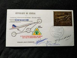 1976 Concorde Air France Signed Crew Dudal Tardieu Blanc Paris Dakar Senegal