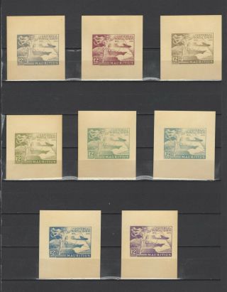 ,  1949 Mauritius Upu 12 Nominal In Different Colour Thick Paper