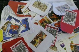€28 Malta Maltese Unfranked Postage Stamps Philately Philatelic Kiloware