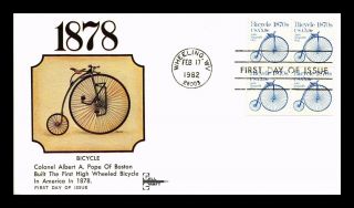 Dr Jim Stamps Us Bicycle Transportation Coil Gill Craft First Day Cover Block