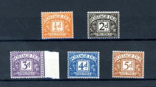 1954/55 Tudor Crown Postage Due 5 Stamps Sg D40/d44 Unmounted (o381)